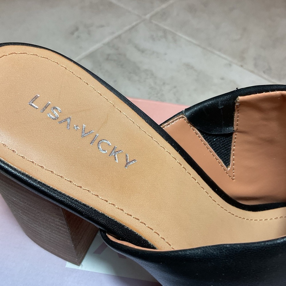 NIB Lisa Vicky Shoes Womens Size 9 Virtue-V Block Heel Mule Sandals Sheep Nappa - Picture 5 of 7